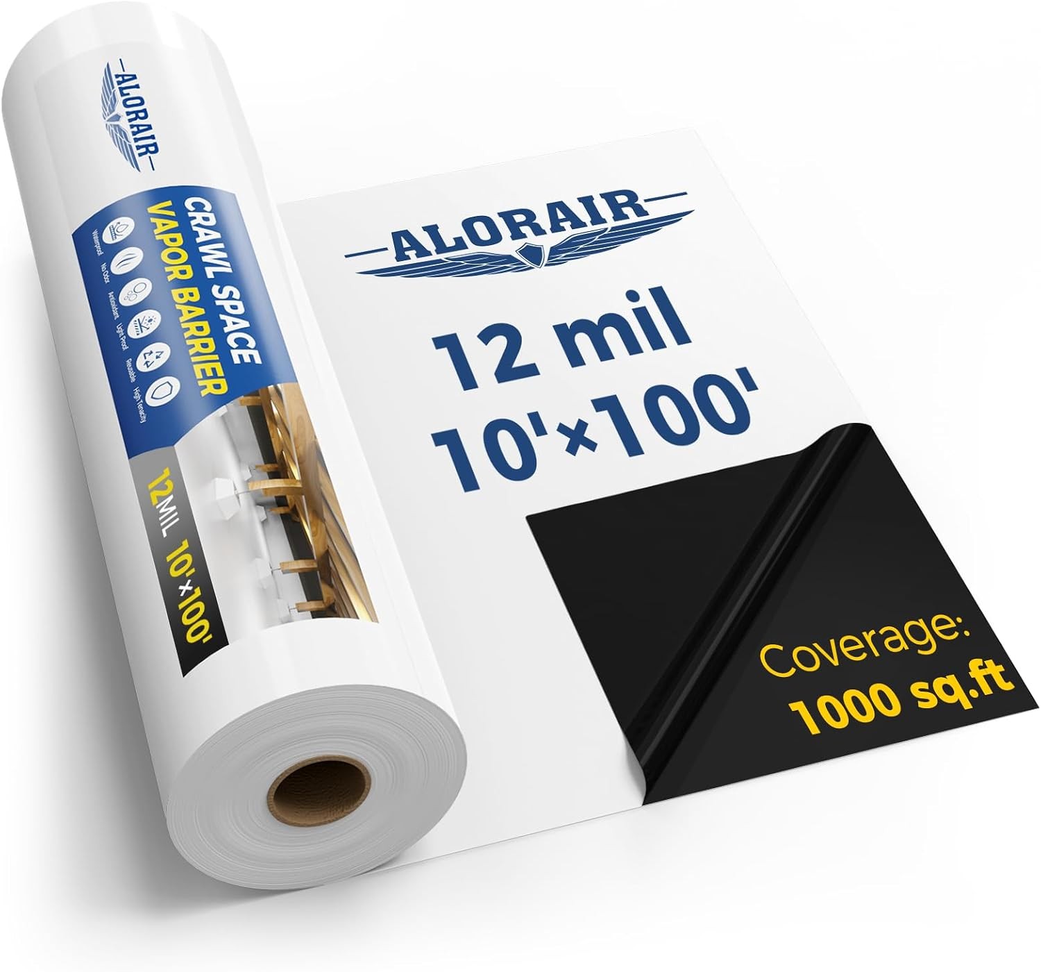 ALORAIR 12 Mil Crawl Space Vapor Barrier  - 10\' x 100\' Roll, 1000 Sq Ft