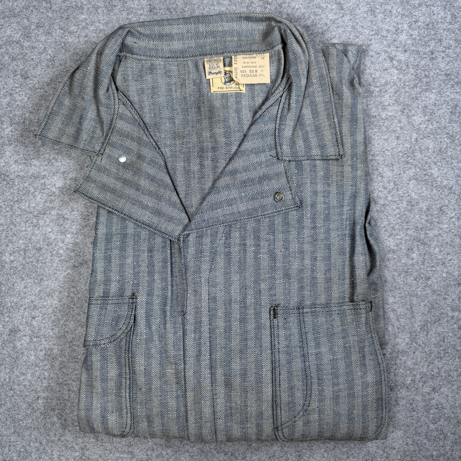 Vintage 50s Blue Bell Wrangler Coveralls Herringbone Sanforized Size 52 R NOS Vintage 50s Blue Bell Wrangler Coveralls Herringbone Sanforized Size 52 R NOS