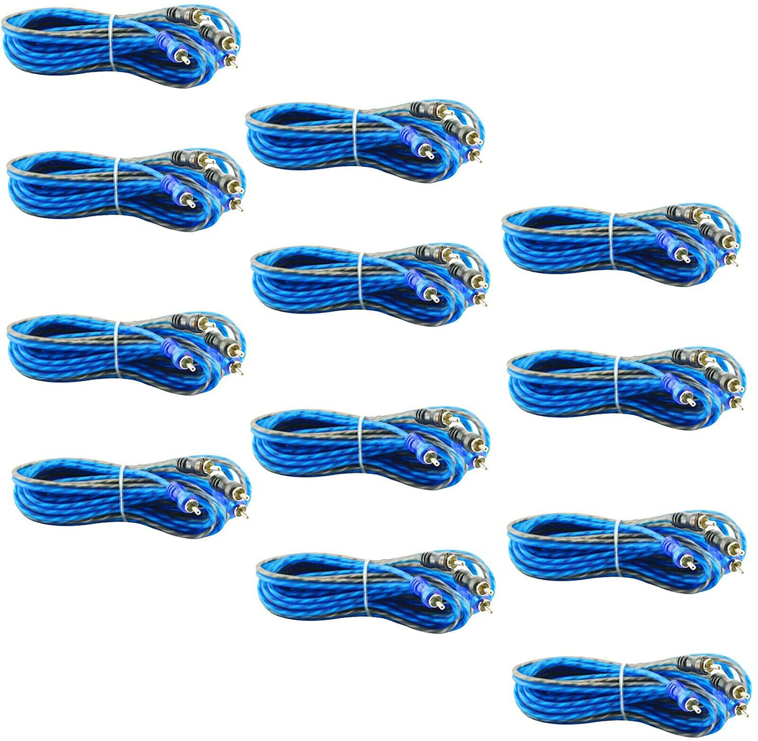12 Pcs | 2 RCA to RCA Interconnect HiFi Audio Cable Male Connector Wire 3 Feet