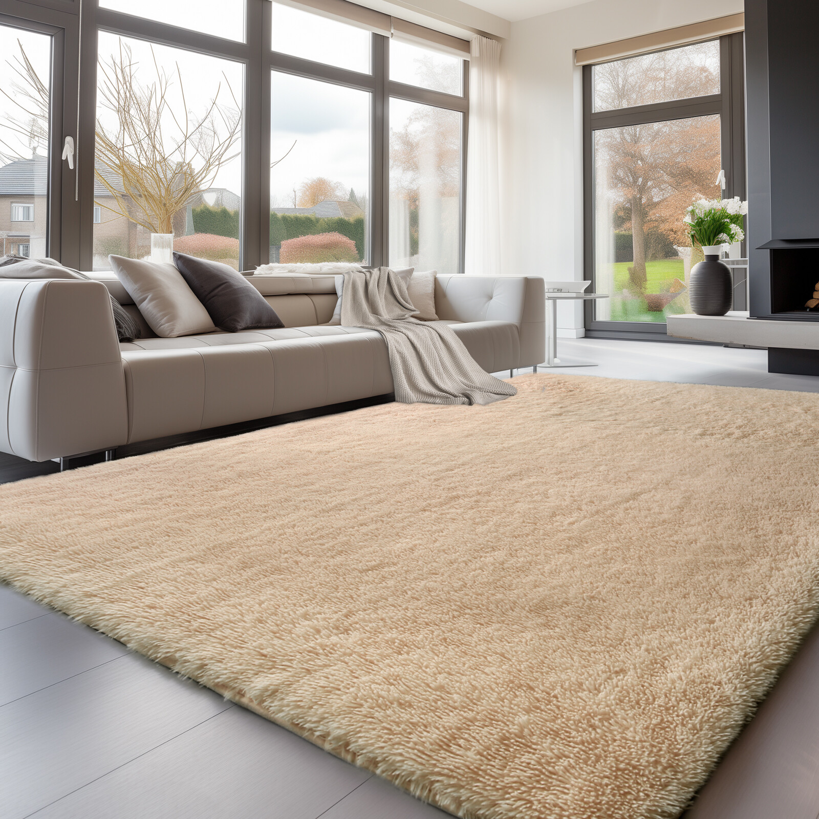 Large Plush Shaggy Area Rug – Soft, Non-Slip Carpet for Living Room & Bedroom