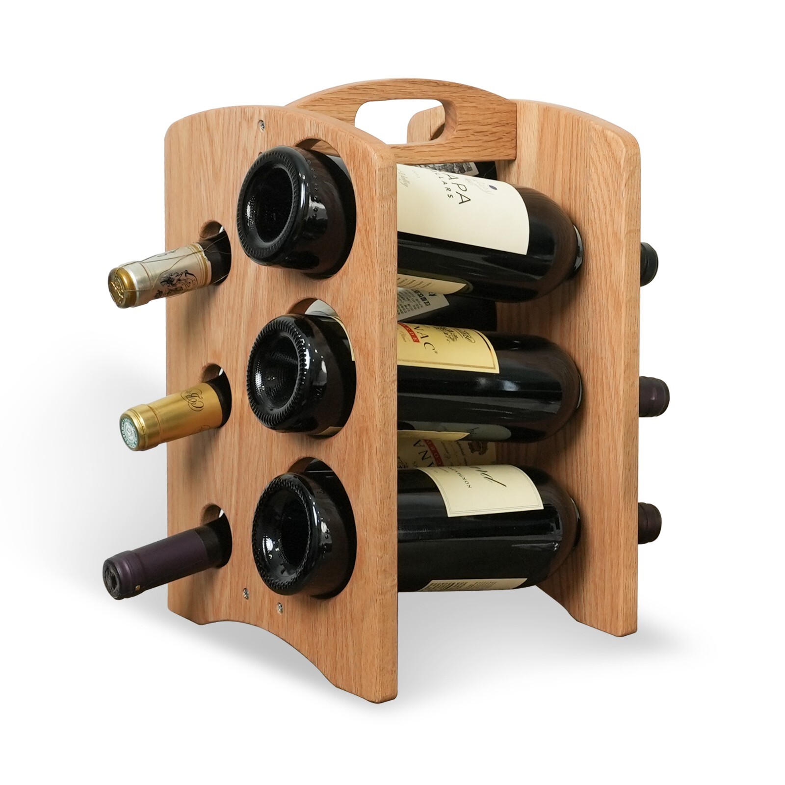 CONSDAN Wine Rack, Wine Racks Countertop, Oak Wine Bottle Holder 6 Bottles CONSDAN Wine Rack, Wine Racks Countertop, Oak Wine Bottle Holder 6 Bottles