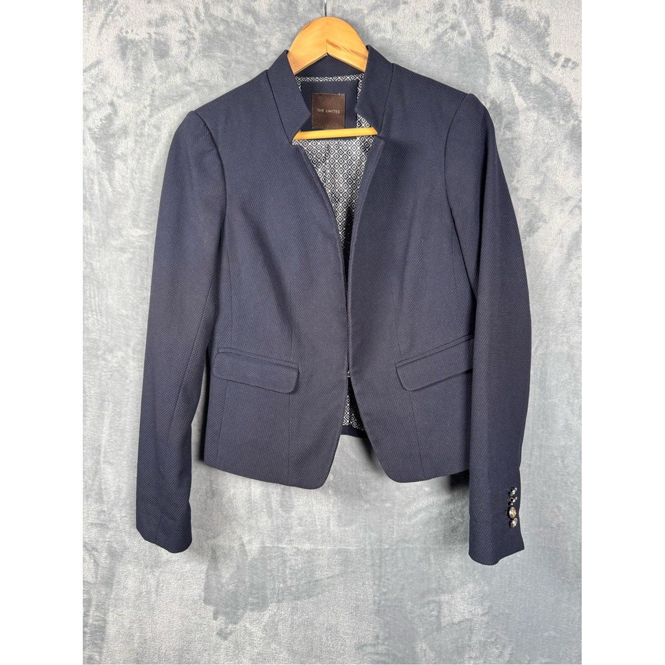 The Limited Navy Structured Open-Front Blazer