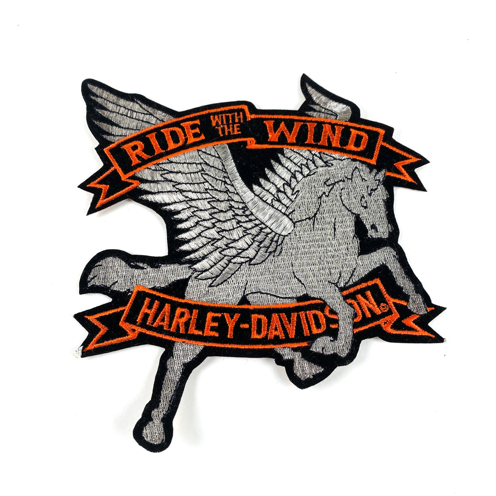 NOS Rare Harley Davidson Ride With The Wind Pegasus Lawsuit Patch Holy Grail Vtg