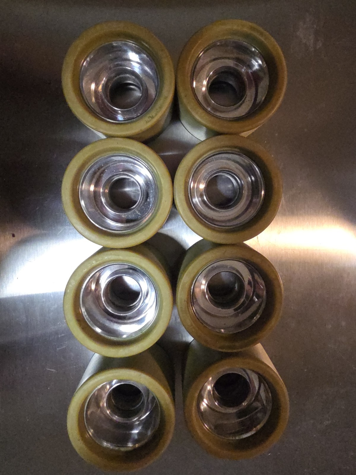 Vintage Wicked Lip Quad Skate Wheels - Regrooved - Yellow Dyed Green