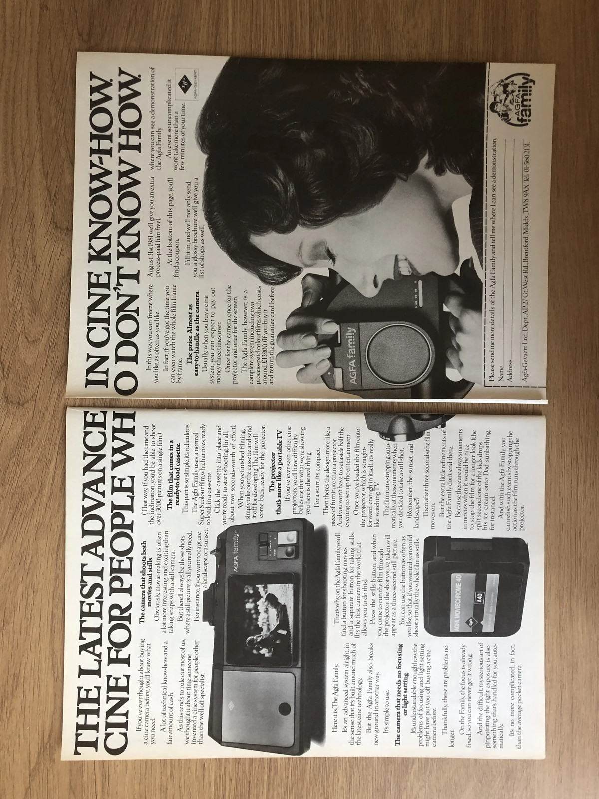 CAMS61 MAGAZINE ADVERT 11X16 THE NEW AGFA FAMILY CINE CAMERA SYSTEM