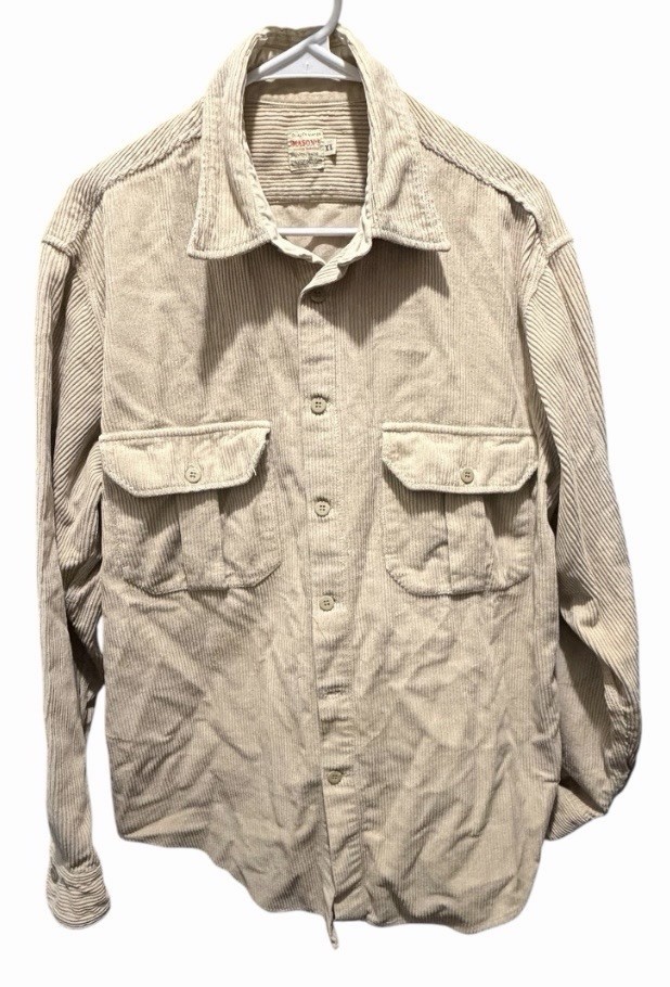 Vintage Mason’s Union Made Men’s Beige Corduroy Shirt Jacket Made In Italy Sz XL