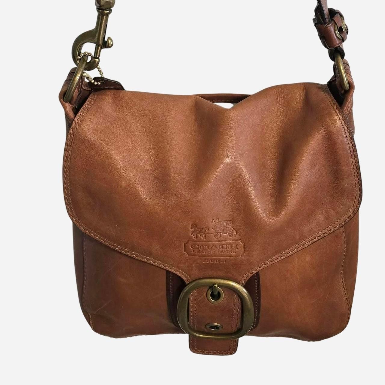Coach Bleecker Legacy Cognac Tattersall Shouler Bag