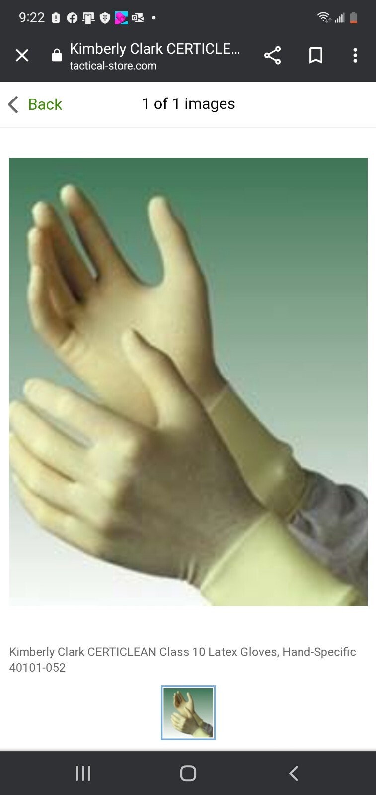 Kimberly Clark CERTICLEAN Class 10 Latex Gloves, Hand-Specific 40101-052,...