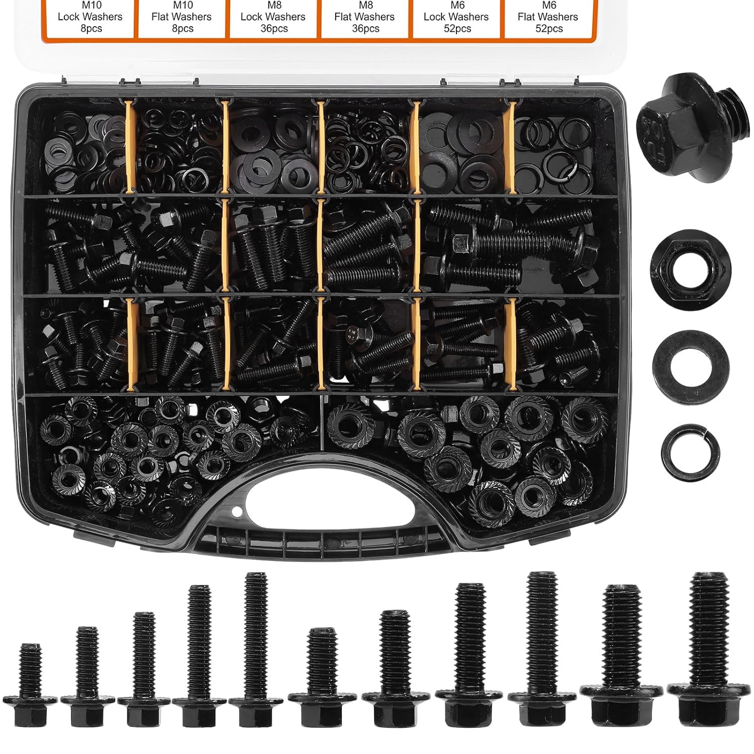 384 Pcs Metric Flange Bolt Assortment Kit M6 M8 M10 Grade 10.9 384 Pcs Metric Flange Bolt Assortment Kit M6 M8 M10 Grade 10.9