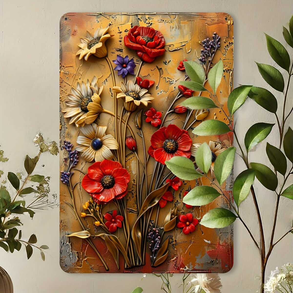 Vintage Floral Metal Wall Art Metal Sign Garden Plaque Wall Decor Gift 8\