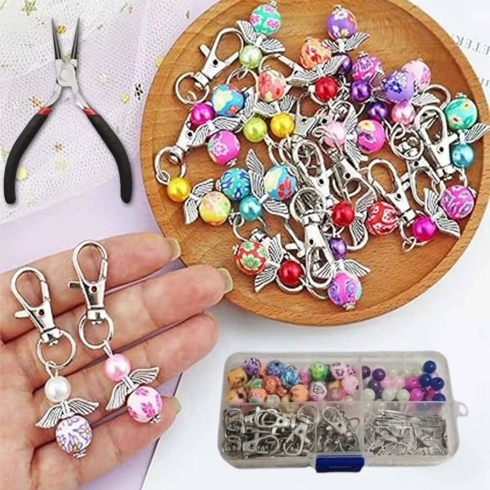 30Pcs/Set Creative Angel Charms Keychain Set DIY Colorful Guardian Angel Pendant