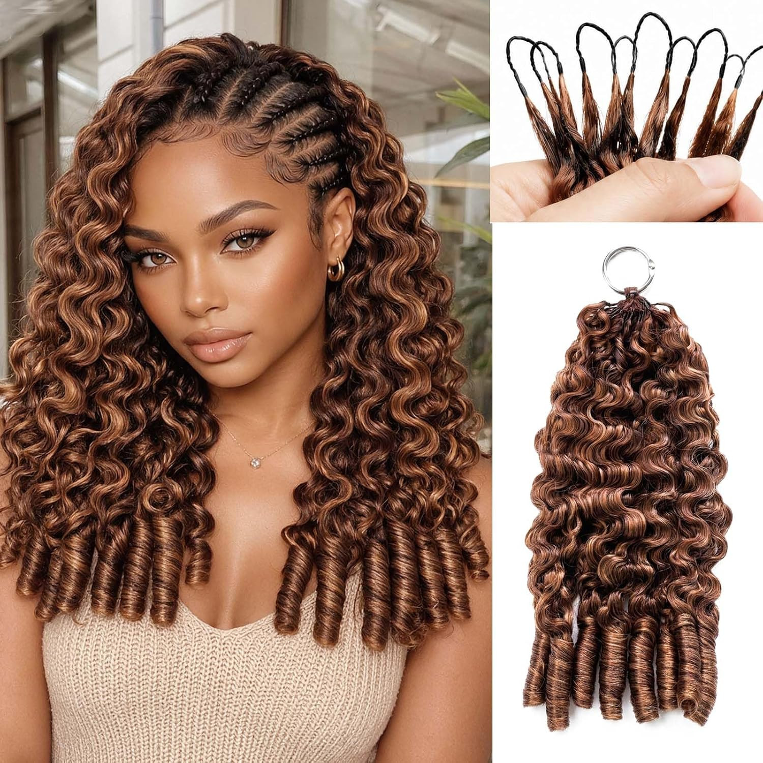 Burmese Curly Crochet Human Hair for Black Women Highlights Blonde 4P27/30 Feath