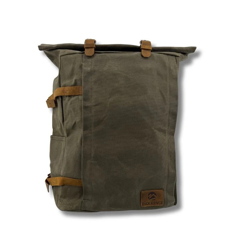 Ruck & River Waxed Canvas Bag Water Resistant Gear Bag With Leather Straps