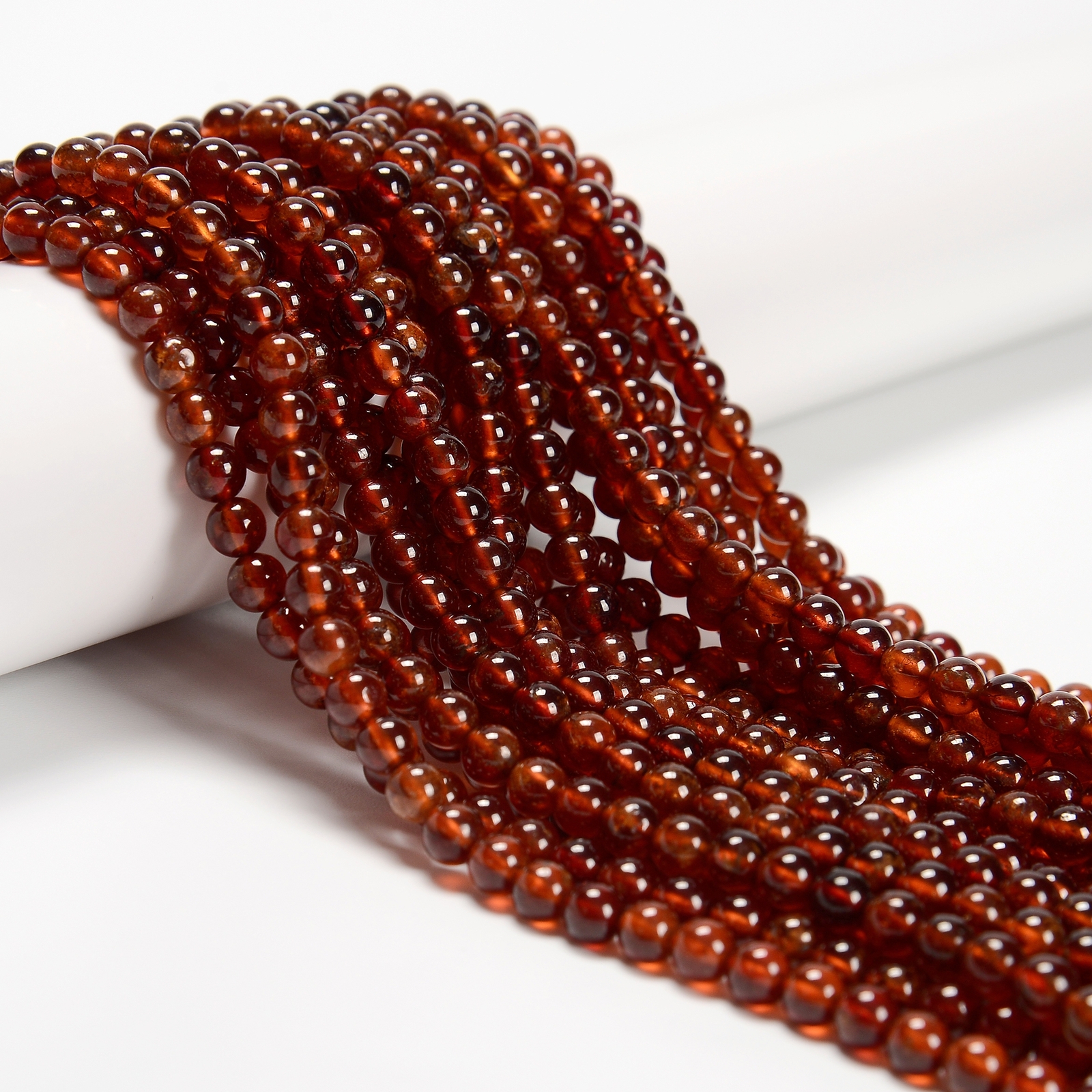High Grade Hessonite Orange Garnet Smooth Round 4mm 5mm 6mm 7mm 15.5 \'\' Strand