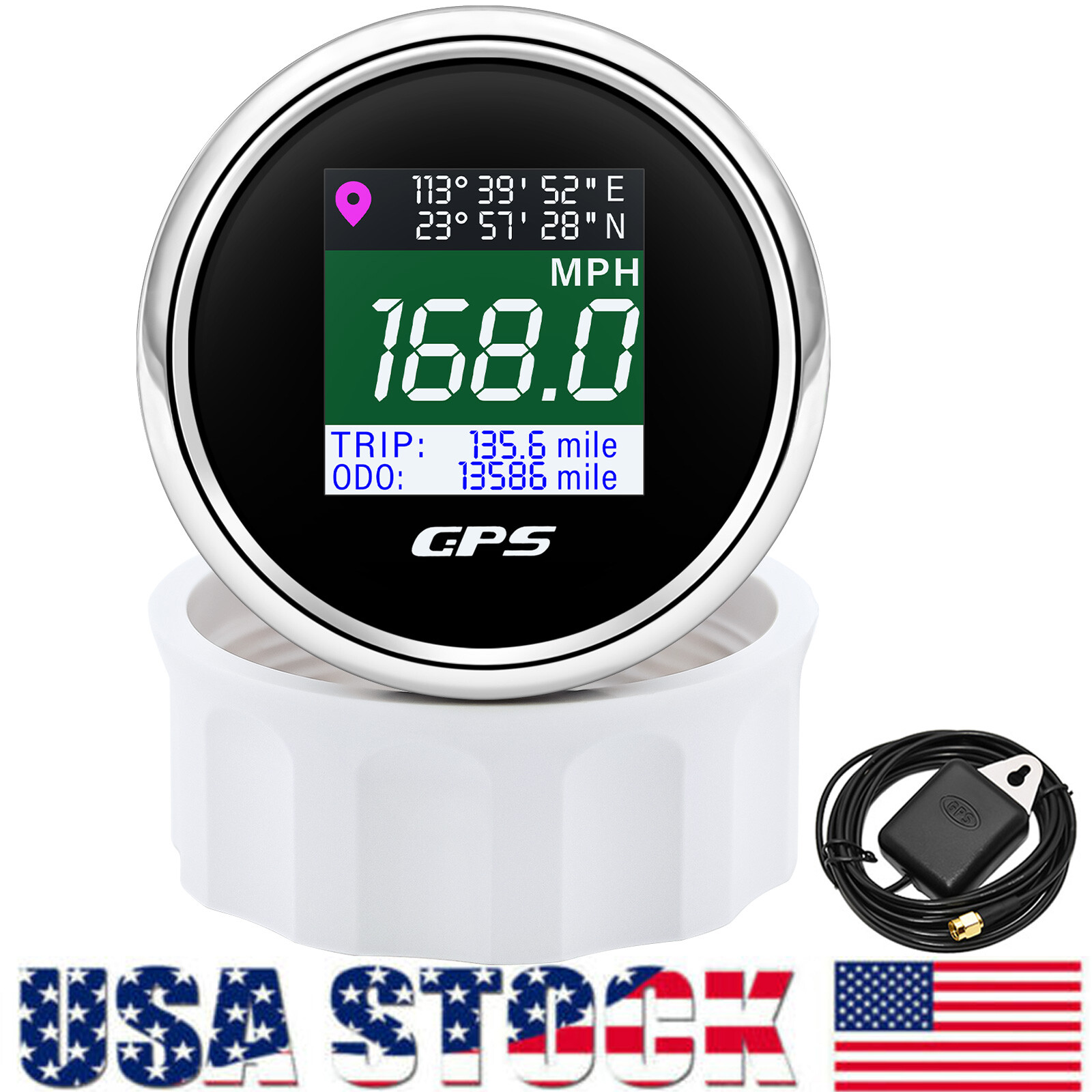 52mm LCD Digital GPS Speedometer Odometer Gauge for Boat Car Truck Waterproof US