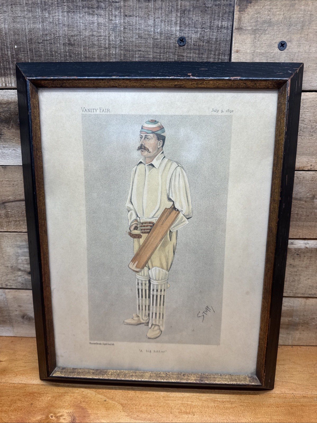 1892 Vanity Fair A Big Hitter Andrew Stoddart Cricket Lithograph STUFF Antique