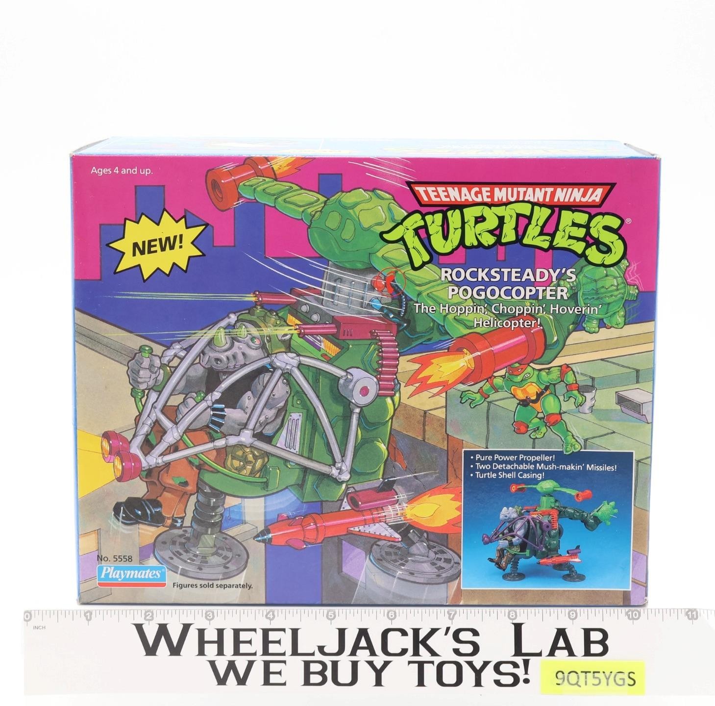Rocksteady\'s Pogocopter TMNT 1991 Playmates Action Figure Vehicle NEW SEALED