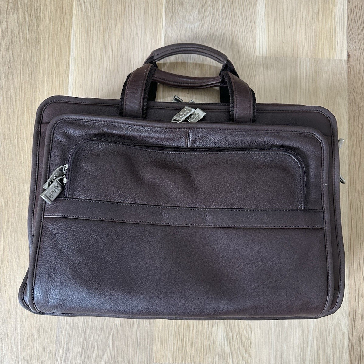 Solo Vtg Never Used Espresso Brown Leather Briefcase for Storage Laptop Travel