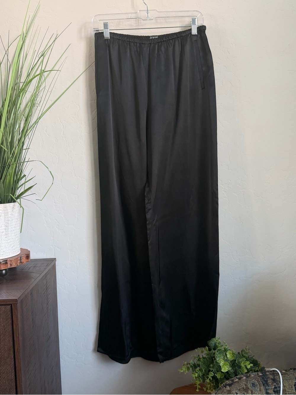 NWT J.Crew Cosmo Luster Charmeuse Wide-Leg Pants Black Small