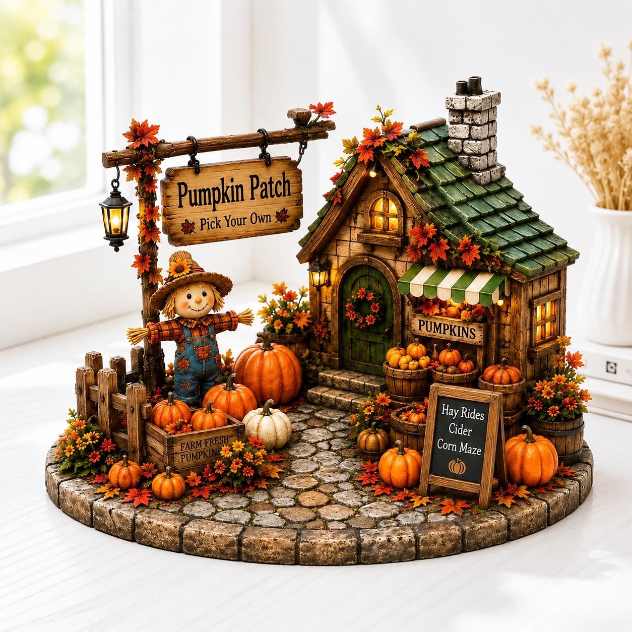 Pumpkin Patch Wood Block, Custom Fall Village Decor