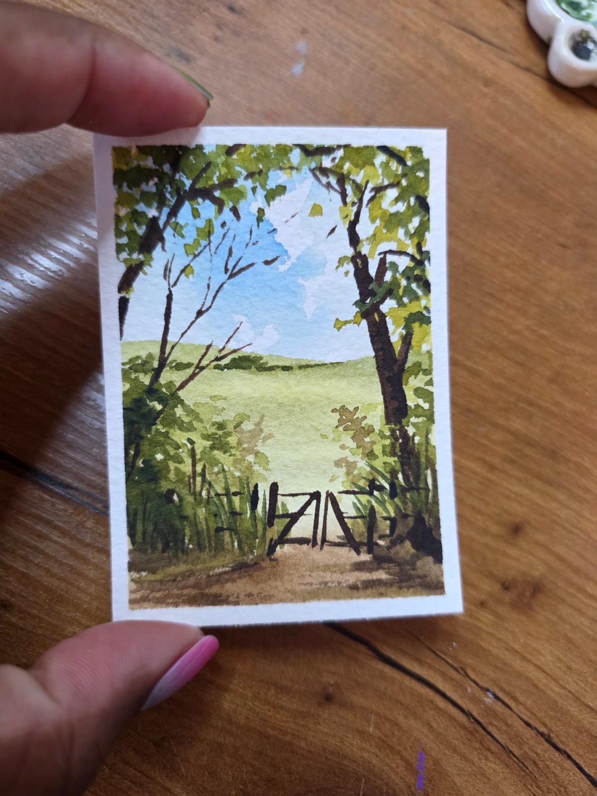 ACEO watercolor painting. Original Landscape