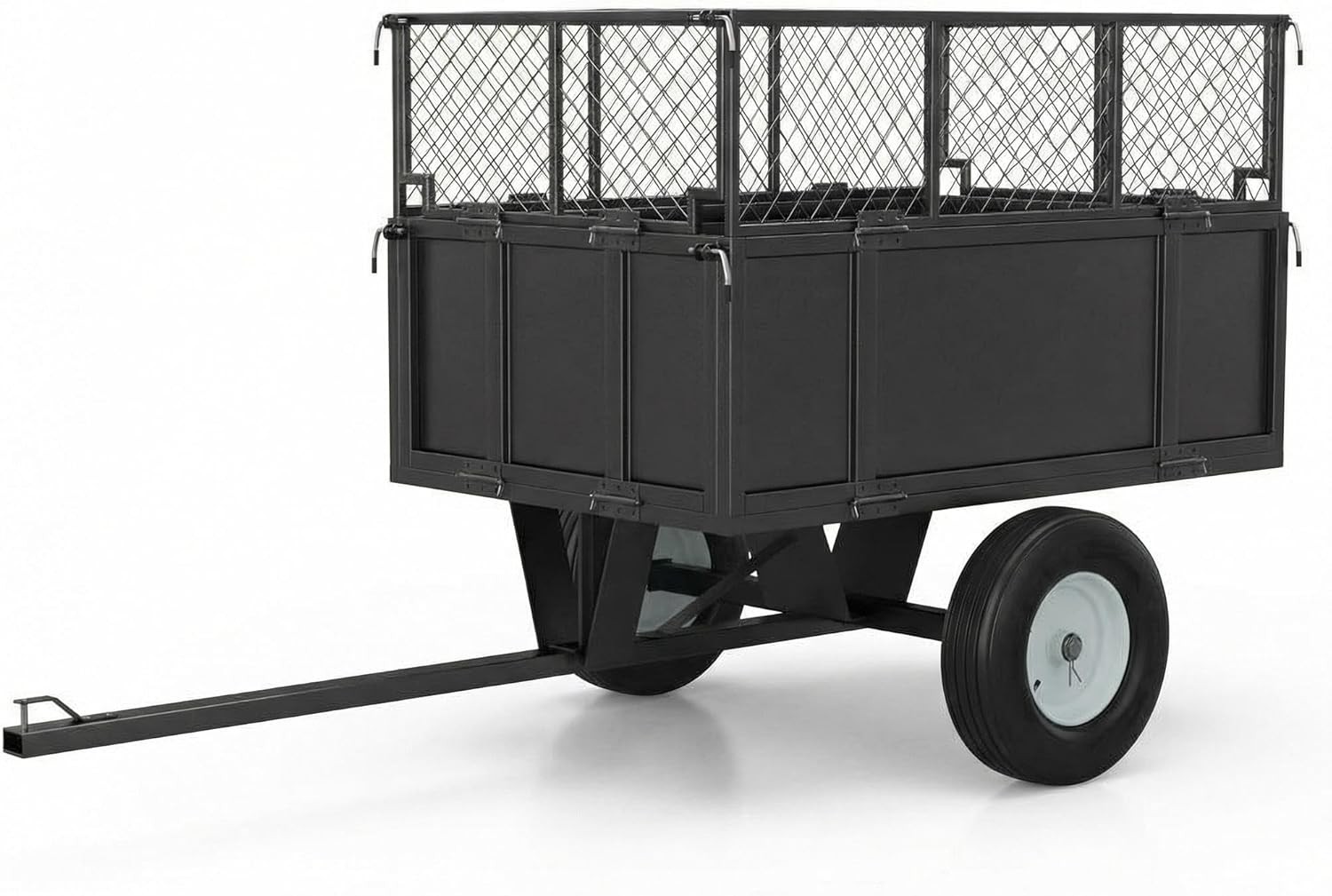 17Cu.ft Steel ATV Dump Cart Trailer 750lb Capacity Tow Behind Lawn Tractor Wagon