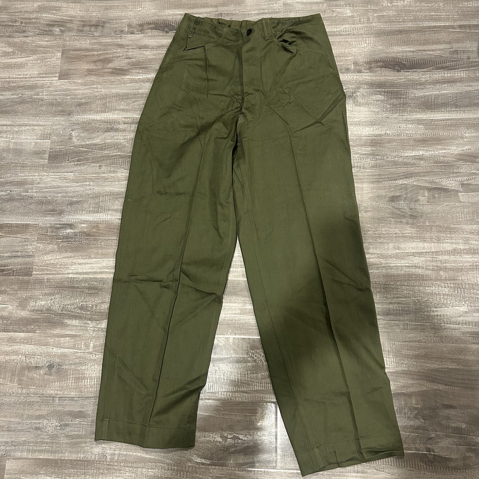 Vintage 1940s WW2 US Navy N3 Olive OD Uniform Twill Trousers Size 30x31 USN Pant