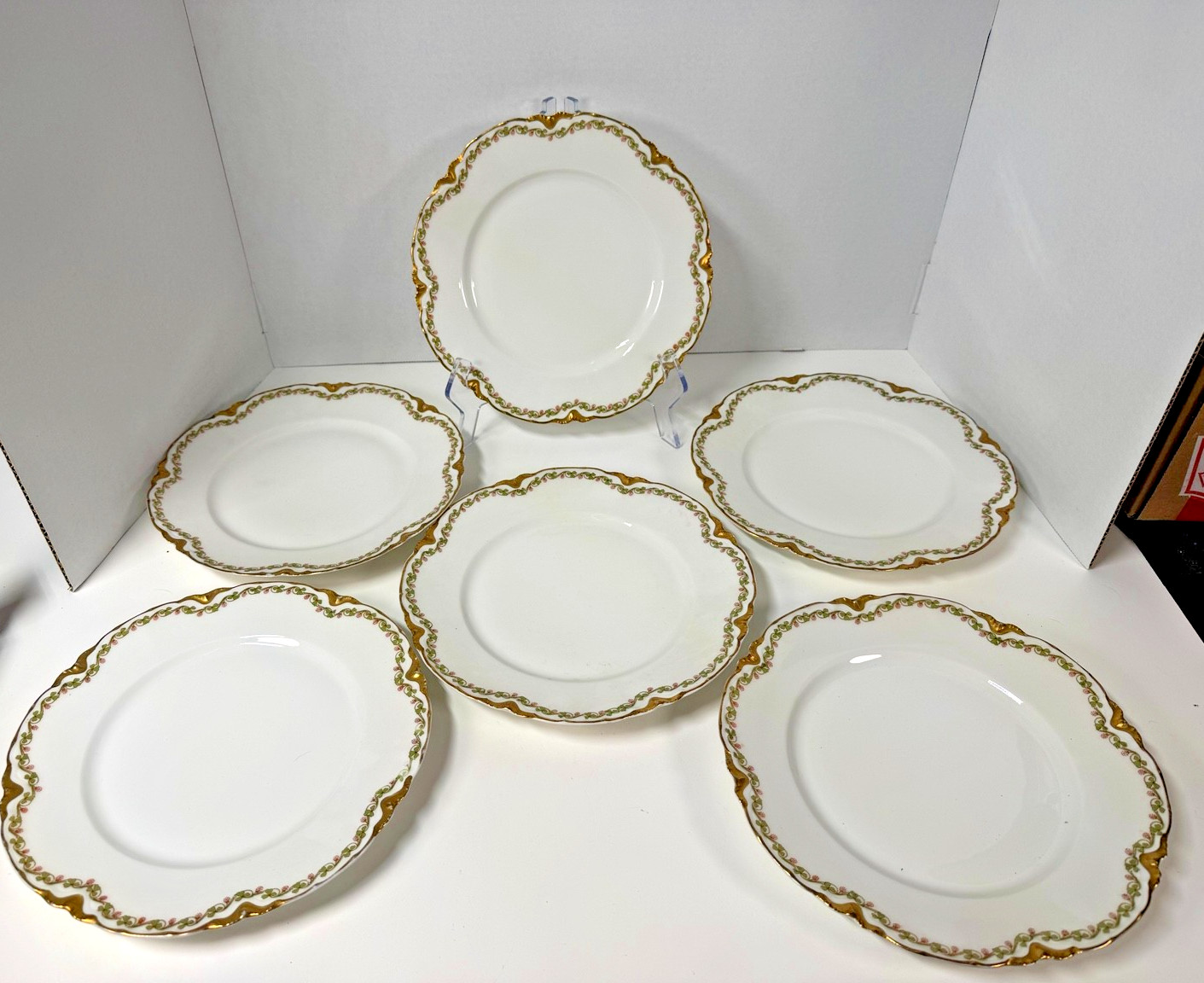 Antique Haviland Limoges Schleiger 98 Clover Leaf Dinner Plates Set of 6