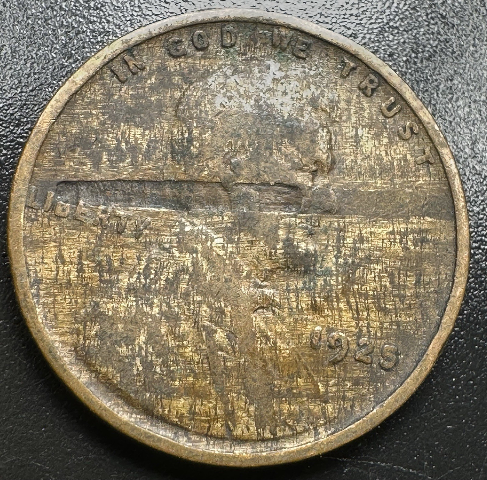 1925-P Lincoln Cent Major Lamination Obv/Improper Alloy Mix Dual Error Event