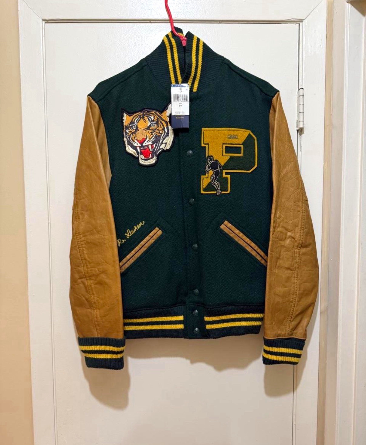Polo Ralph Lauren Wool/Leather Varsity Jacket Tiger ALTIGERS Snap M