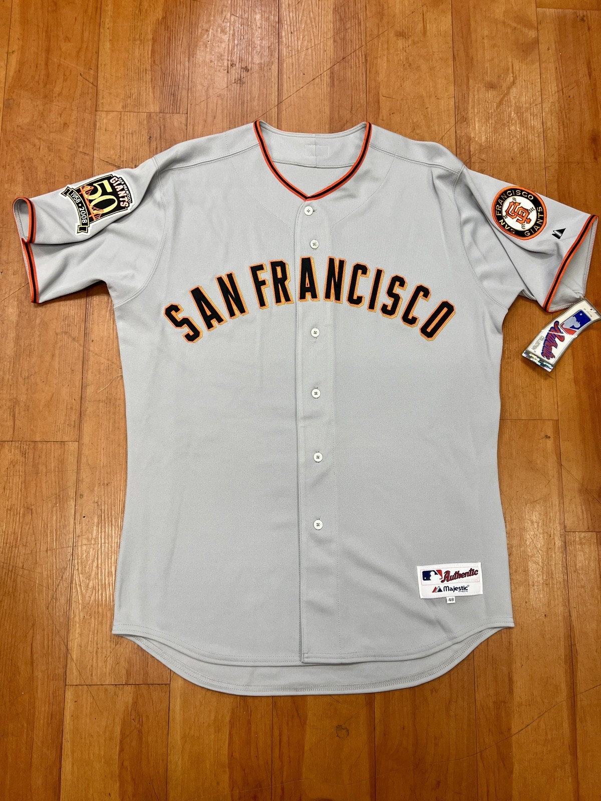 Majestic Authentic San Francisco Giants 2008 MLB Jersey Grey Sz 48 not numbered Majestic Authentic San Francisco Giants 2008 MLB Jersey Grey Sz 48 not numbered