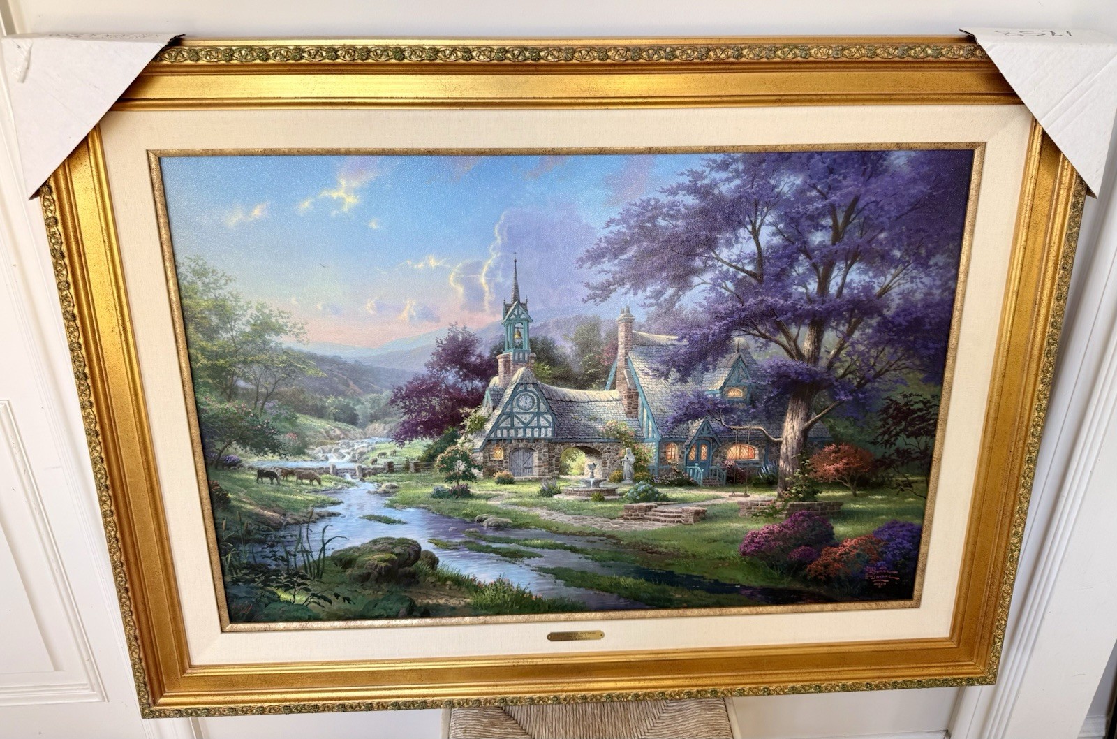 Thomas Kinkade Clocktower Cottage 24x36 Artist Proof #7/790 Canvas COA