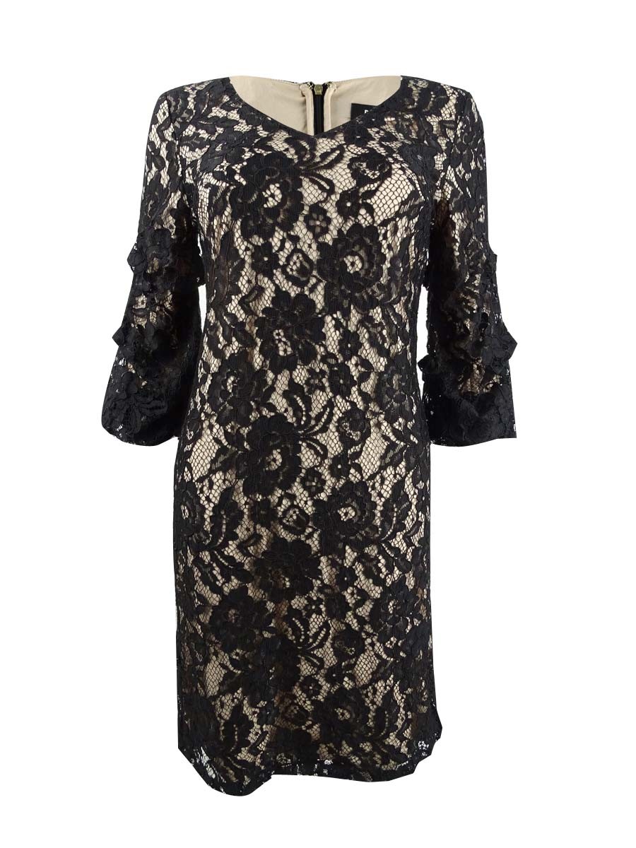 DKNY Women\'s Ruched-Sleeve Lace Sheath Dress DKNY Women\'s Ruched-Sleeve Lace Sheath Dress