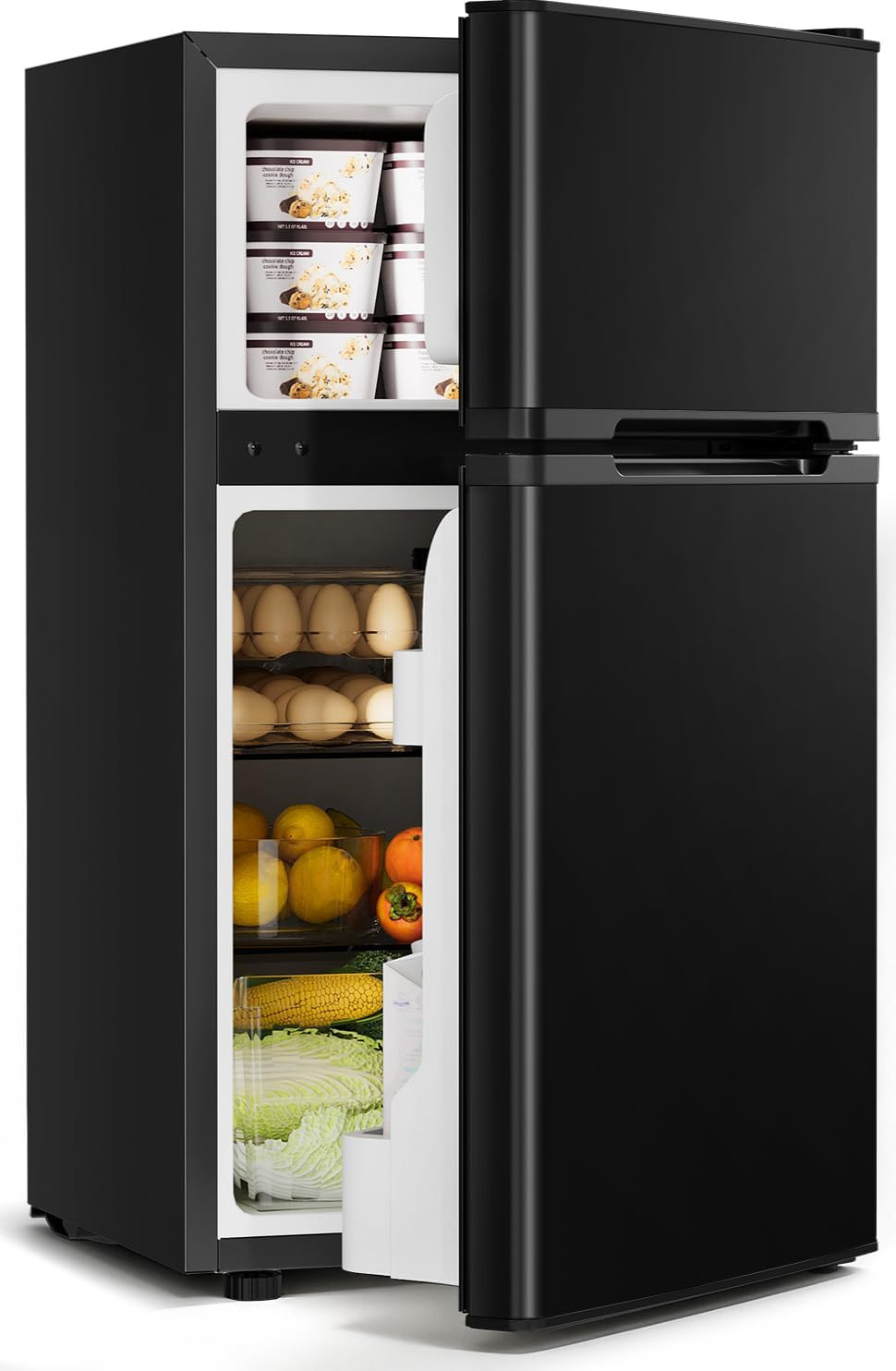 Feelfunn 3.2 Cu.Ft Mini Fridge with Freezer, 2 Door Dorm Fridge, Black | Small R Feelfunn 3.2 Cu.Ft Mini Fridge with Freezer, 2 Door Dorm Fridge, Black | Small R