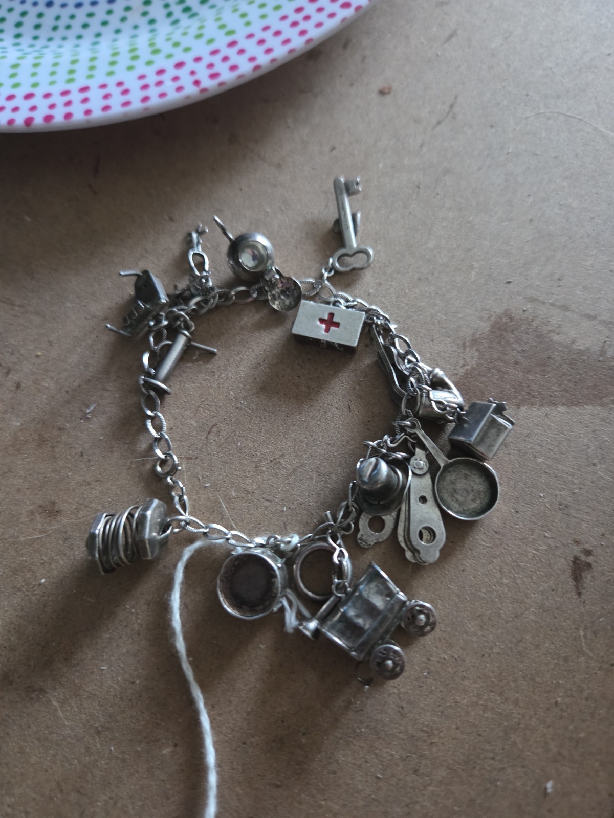 16 Charms Vintage 40s Sterling Silver Charm Bracelet Moveables