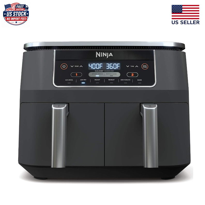Ninja DZ201 Foodi 8 Quart 6-in-1 DualZone 2-Basket Air Fryer Roast Broil Dehydr Ninja DZ201 Foodi 8 Quart 6-in-1 DualZone 2-Basket Air Fryer Roast Broil Dehydr