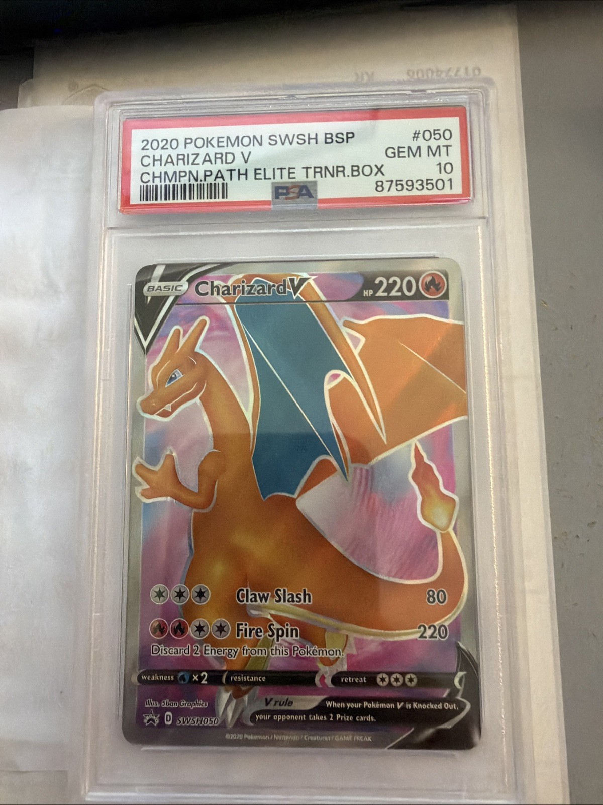 2020 Pokemon SWSH BSP Charizard v #050 CHMPN.PATH Elite Trnr.Box PSA 10 2020 Pokemon SWSH BSP Charizard v #050 CHMPN.PATH Elite Trnr.Box PSA 10
