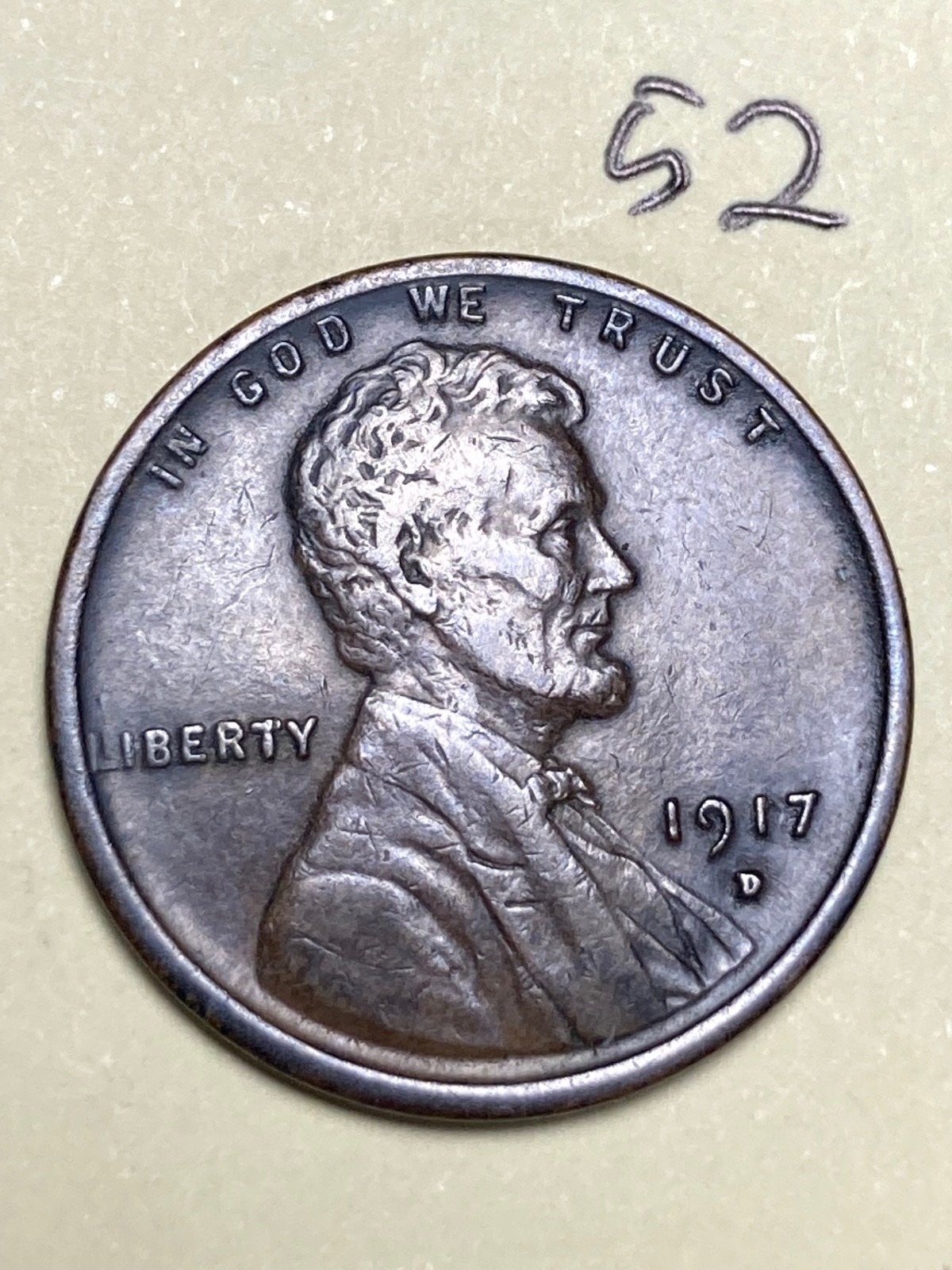 1917-D LINCOLN WHEAT CENT, Very High Grade condition coin, #52 1917-D LINCOLN WHEAT CENT, Very High Grade condition coin, #52