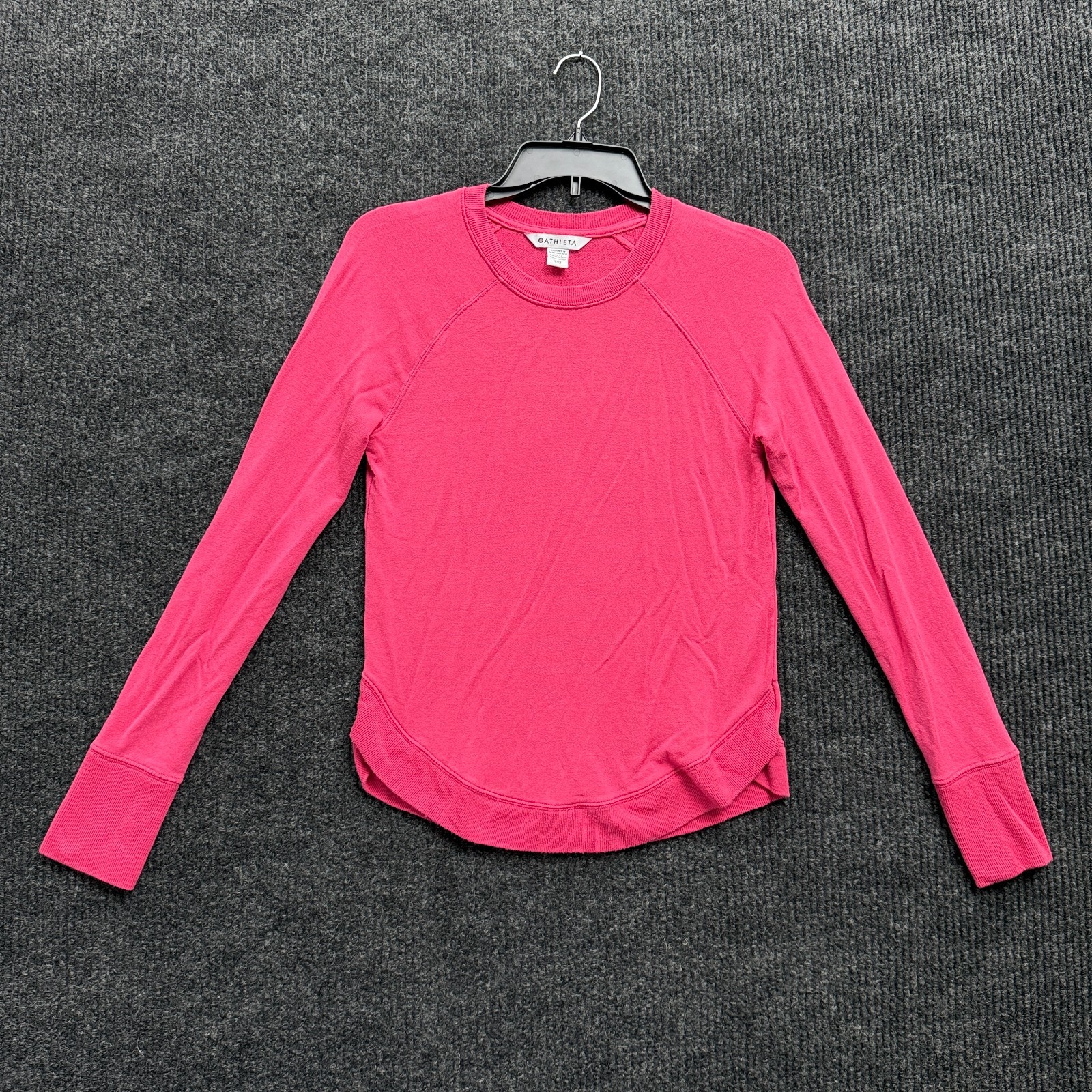 Athleta Shirt Womens XXS 2XS Pink Long Sleeve Raglan Pullover Top Ribbed Cuffs