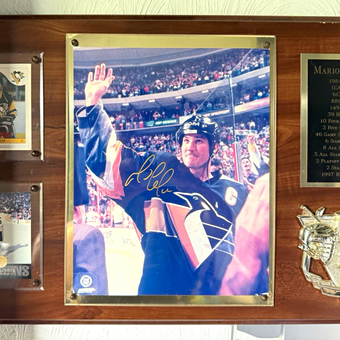 Mario Lemieux Commemorative Plaque w/ Autographed Photos & Authentic Mint Cards Mario Lemieux Commemorative Plaque w/ Autographed Photos & Authentic Mint Cards
