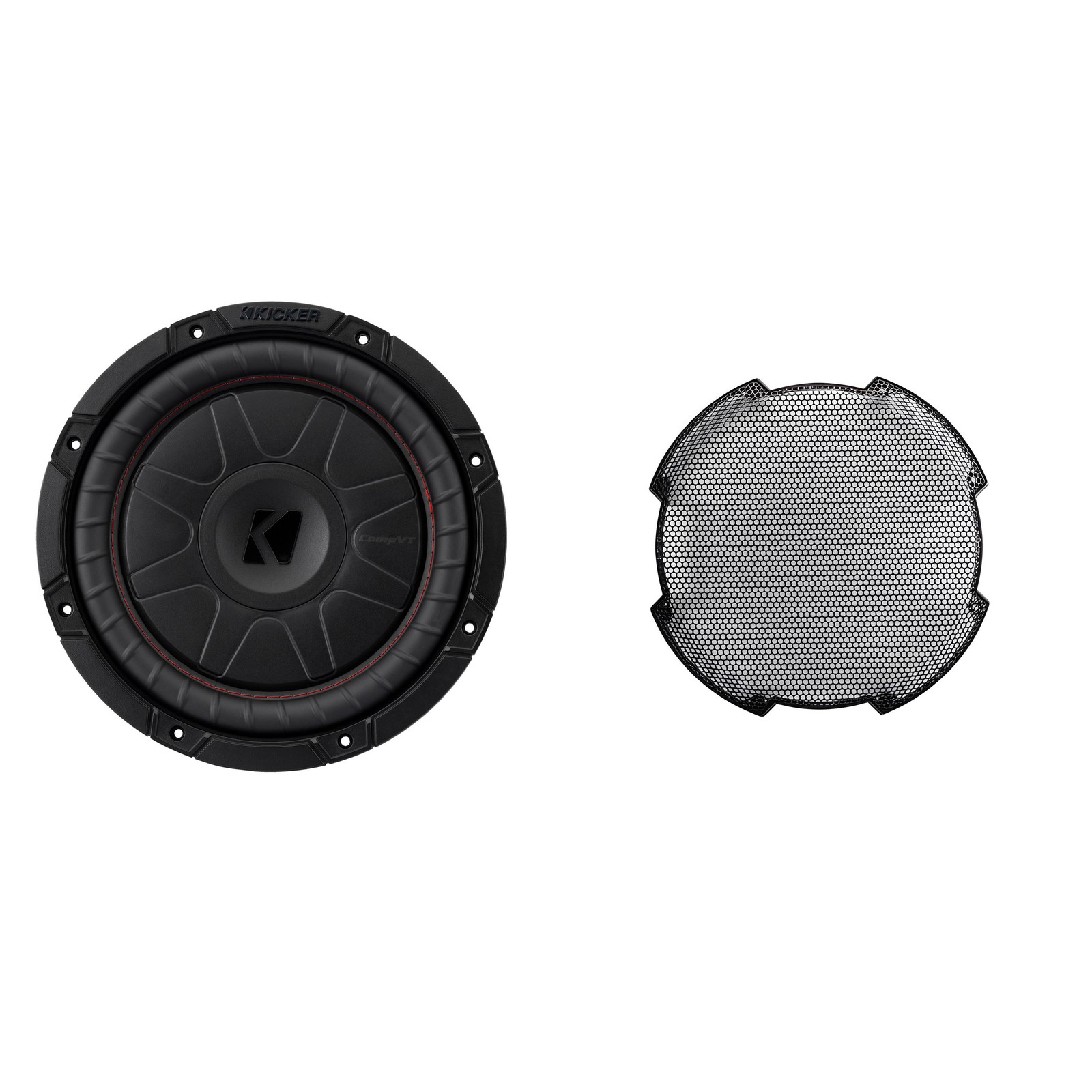 Kicker 52CVT104 10-Inch Thin Sub, SVC, 4-ohm & 52GR10 Grill Bundle