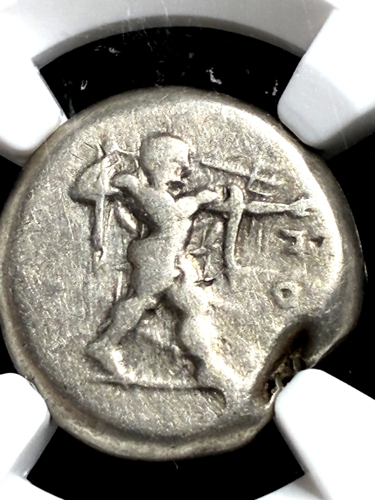 Poseidonia Lucania Silver AR Stater, Poseidon & Bull, NGC Fine Poseidonia Lucania Silver AR Stater, Poseidon & Bull, NGC Fine