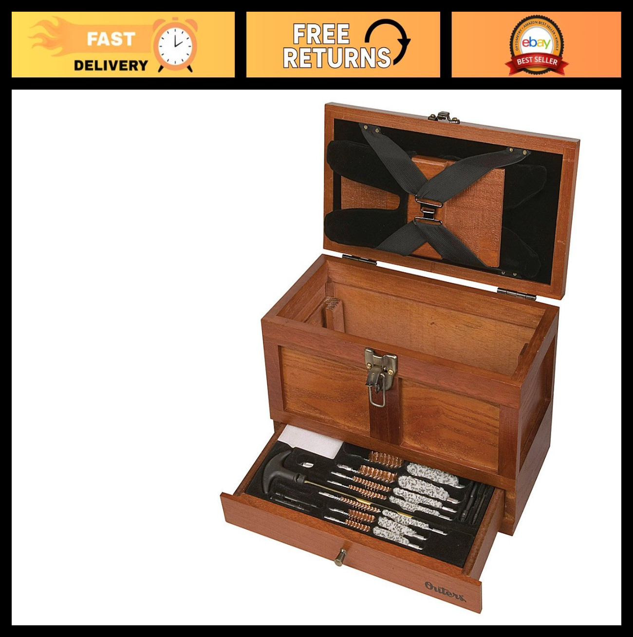 25-Piece Universal Wood Gun Cleaning Kit for .22 Caliber & Up - Multi Size Tools 25-Piece Universal Wood Gun Cleaning Kit for .22 Caliber & Up - Multi Size Tools