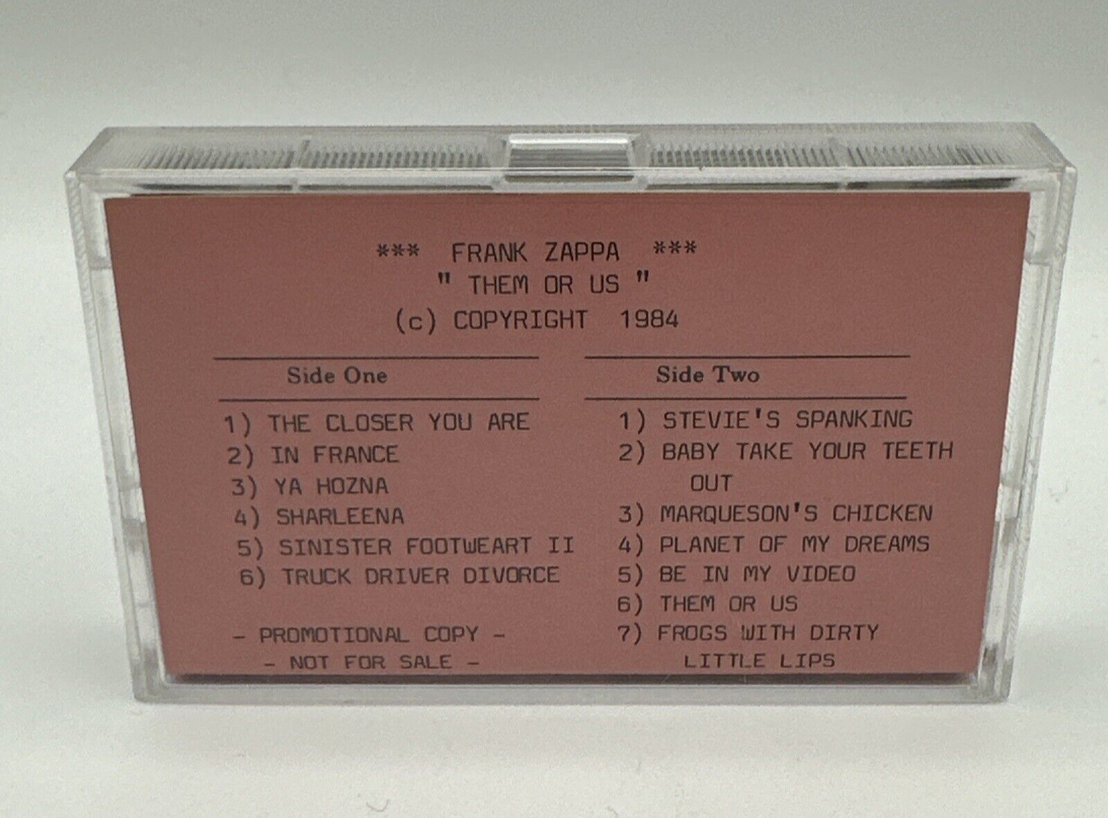 Frank Zappa – Them Or Us 1984 Promo Master Digital Type II Art Avantgarde Rock
