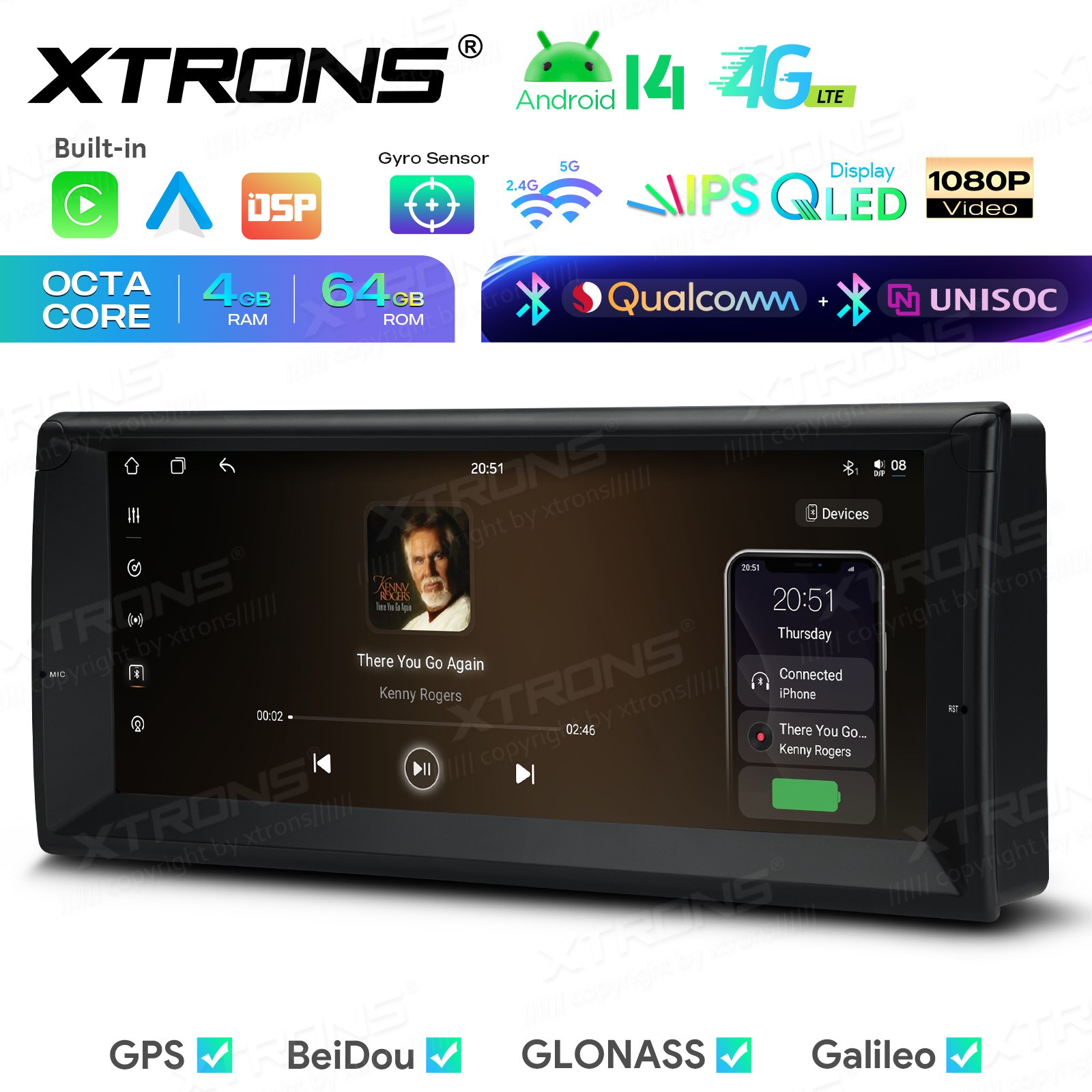 10.25 inch Android 14 Head Unit Radio for BMW E39 DSP Wireless CarPlay Auto GPS