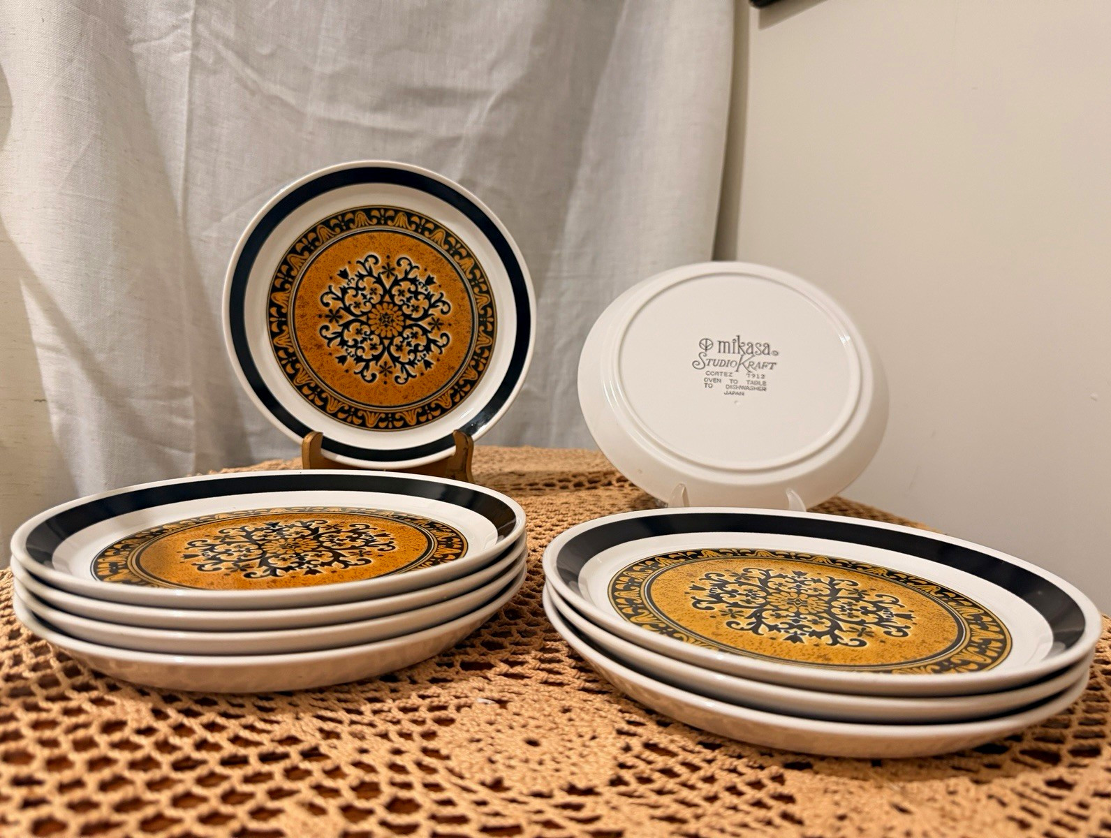Vintage Mikasa Studio Kraft Cortez 7912 7.5” Plates Set of 9 Japan Excellent