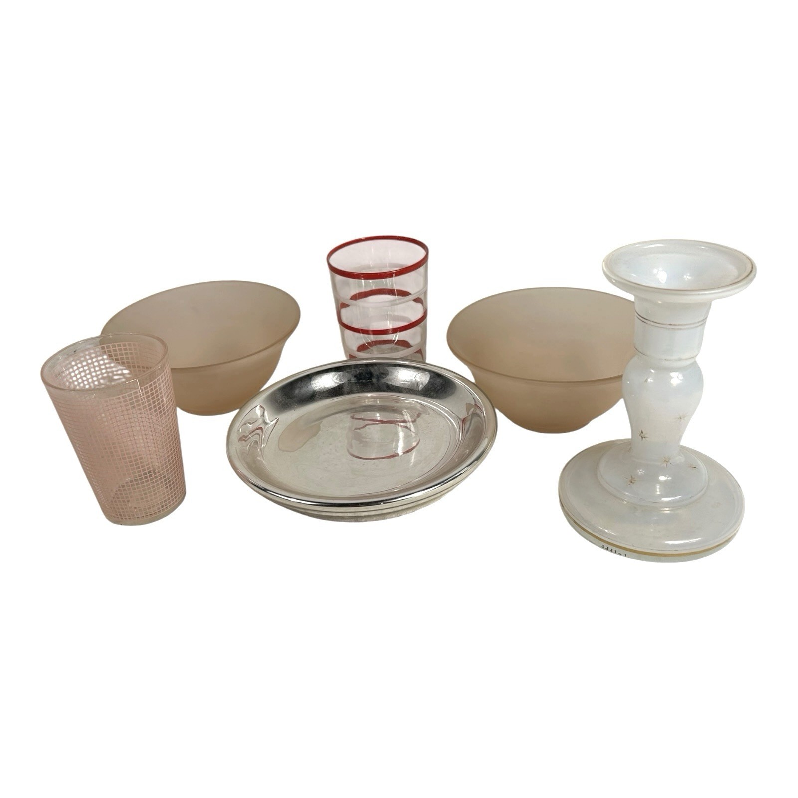 Vintage Lot of 6 Pieces Glassware & Mercury Glass Bowl Owned by Martha Stewart