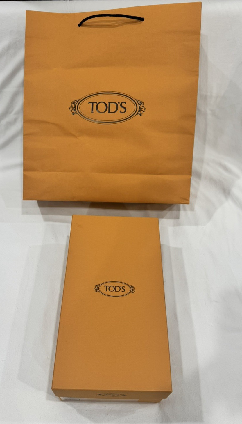 TOD\'S Empty Shoe Box & shopping bag orange - 14” X 8” X 5” TOD\'S Empty Shoe Box & shopping bag orange - 14” X 8” X 5”