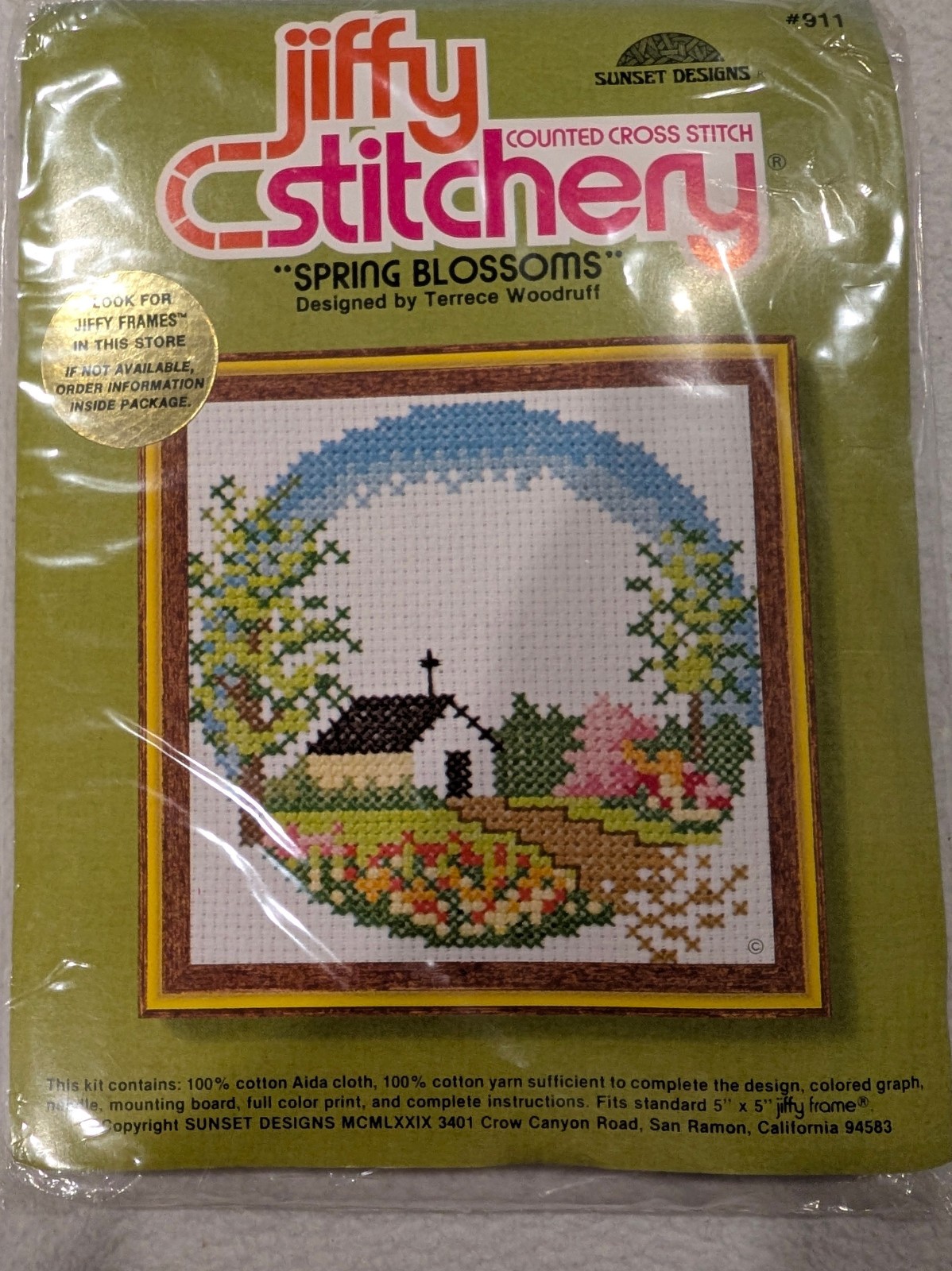 Vtg 1981 Jiffy Stitchery Spring Blossoms Cross Stitch Kit Cottagecore - 1331