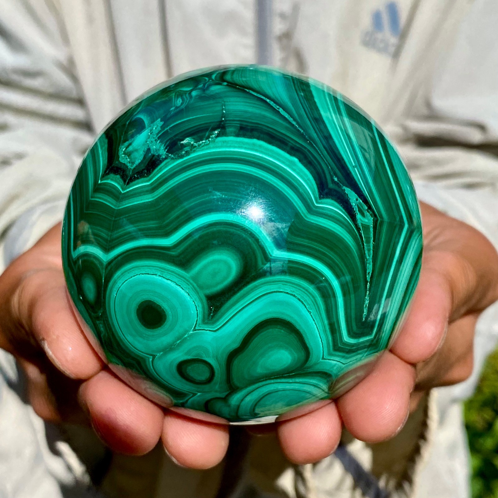 1.75LB Rare Natural Malachite quartz hand Carved sphere Crystal Healing Gem ball